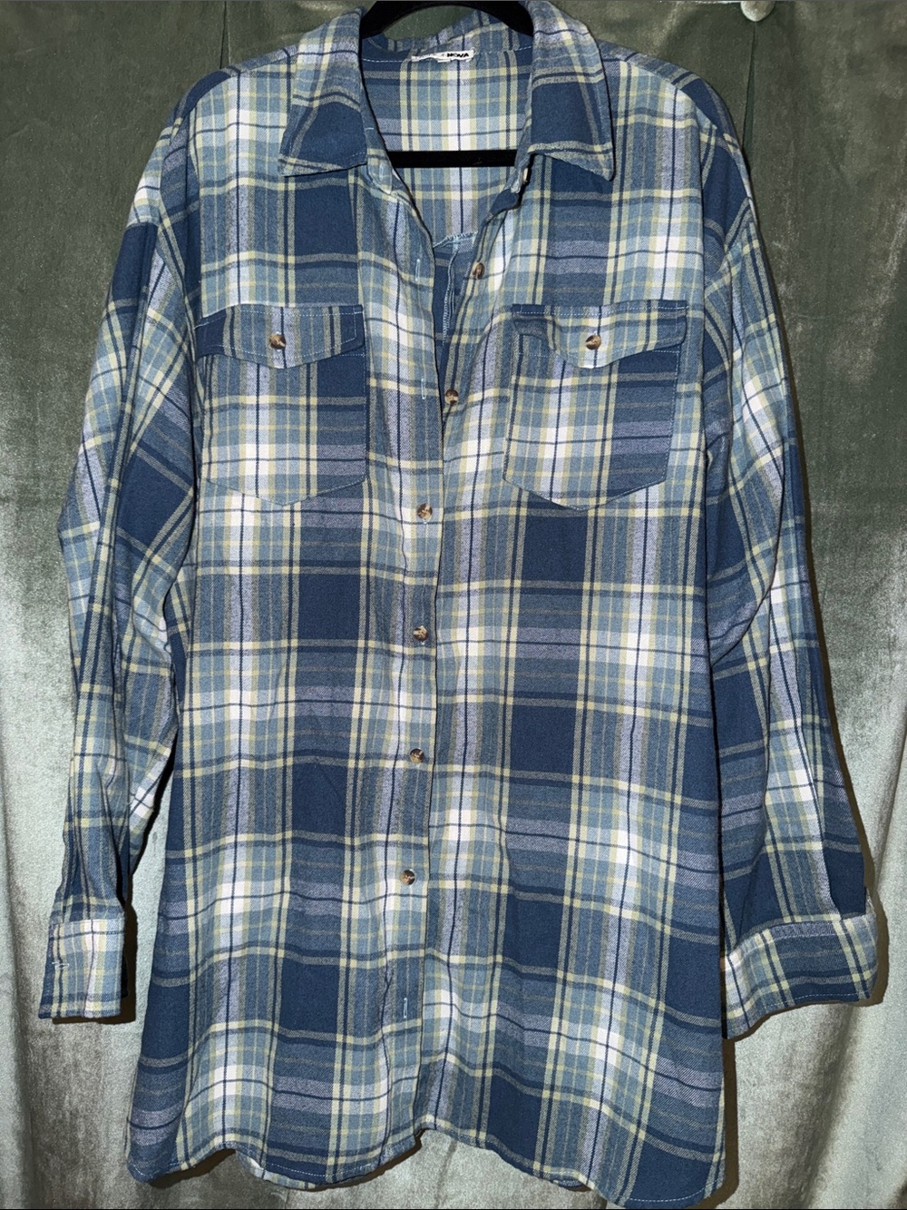 Fashion Nova Women’s Blue Plaid Button-Down Shirt